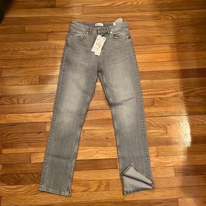 Zara womens grey split slim jeans